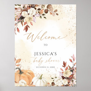 Affiche Panneau de bienvenue du baby shower d'automne, pet