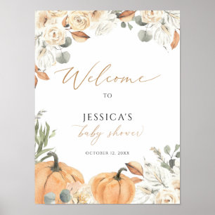 Affiche Panneau de bienvenue du baby shower d'automne, pet