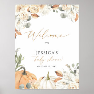 Affiche Panneau de bienvenue du baby shower d'automne, pet