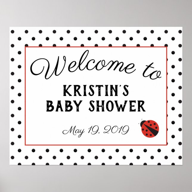Affiche Panneau de bienvenue du baby shower de Ladybug - g (Devant)