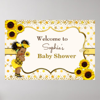 Affiche Panneau de bienvenue du baby shower de tournesol