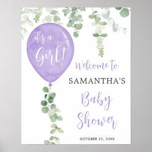 Affiche Panneau de bienvenue du baby shower d'eucalyptus e
