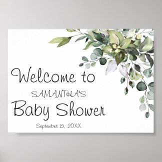 Affiche Panneau de bienvenue du Baby shower Eucalyptus