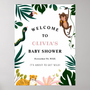Affiche Panneau de bienvenue du Baby shower Jungle