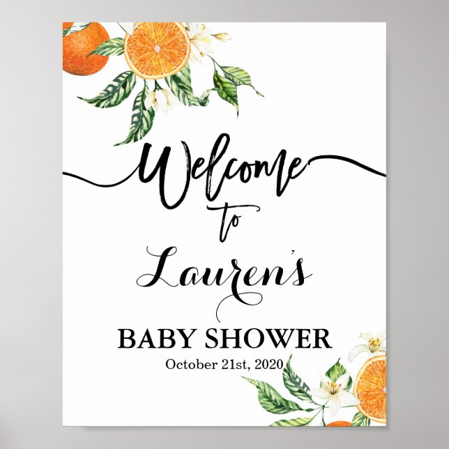 Affiche Panneau de bienvenue du Baby shower Oranges (Devant)