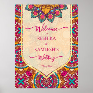 Affiche Panneau de bienvenue du mariage Cerise mandala ran