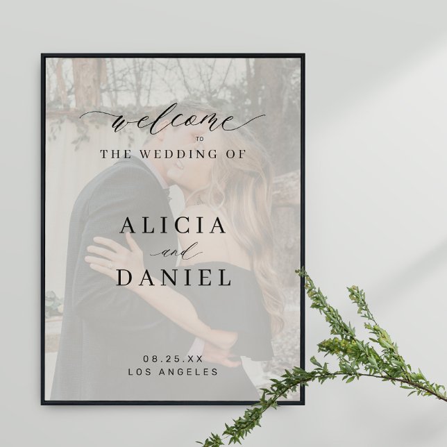 Affiche Panneau de bienvenue du mariage de script élégant  (Créateur téléchargé)