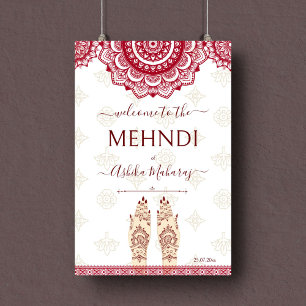 Affiche Panneau de bienvenue du maroon indien Mehndi maria