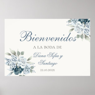 Affiche Panneau de bienvenue Dusty Blue Mariage espagnol