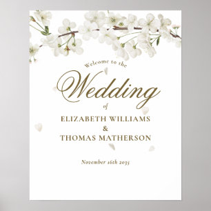 Affiche Panneau de bienvenue élégant Fleurs de mariage Fle