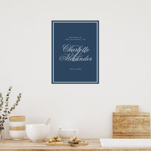 Affiche Panneau de bienvenue élégant pour mariage côtier b