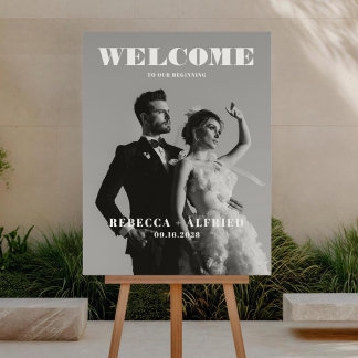 Affiche Panneau de bienvenue élégant pour mariage photo