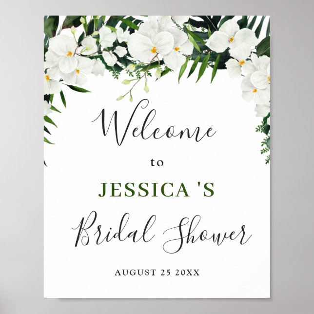 Affiche Panneau de bienvenue Elegant White Orchids BRIDAL  (Devant)