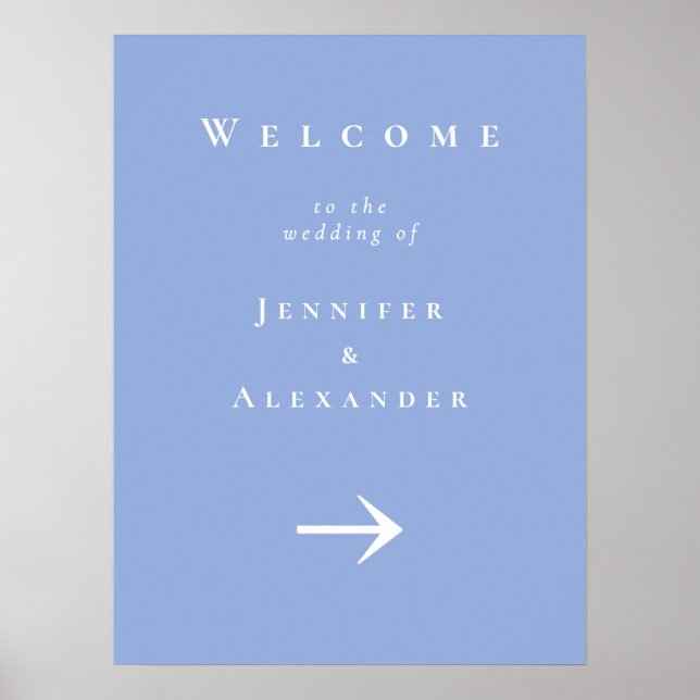 Affiche Panneau de bienvenue en bleu pour le Mariage (Devant)