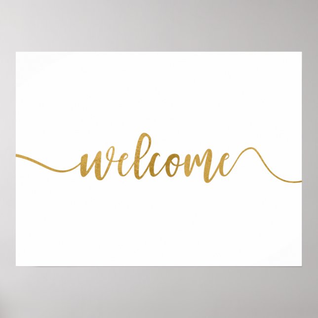 Affiche Panneau de bienvenue en calligraphie or simple (Devant)