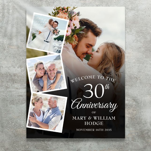 Affiche Panneau de bienvenue en collage photo pour le 30e  (30th Anniversary Photo Collage Welcome Sign)