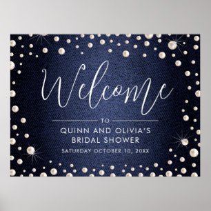 Affiche Panneau de bienvenue en denim et perles