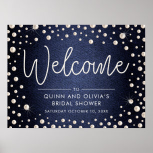 Affiche Panneau de bienvenue en denim et perles