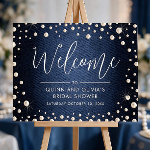 Affiche Panneau de bienvenue en denim et perles