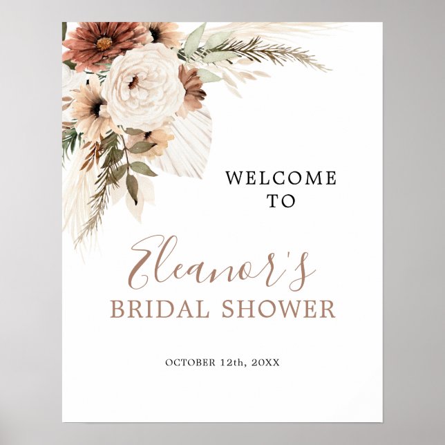 Affiche Panneau de bienvenue en herbe de Pampas beige élég (Devant)