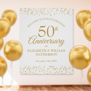 Affiche Panneau de bienvenue en or pour le 50e anniversair