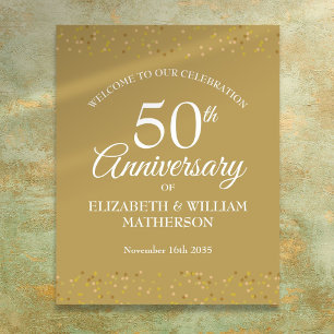 Affiche Panneau de bienvenue en or pour le 50e anniversair