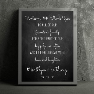 Affiche Panneau de bienvenue et de remerciement de mariage