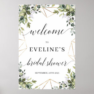 Affiche Panneau de bienvenue feuilles d'eucalyptus verdure