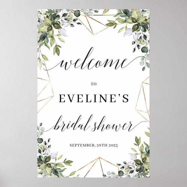 Affiche Panneau de bienvenue feuilles d'eucalyptus verdure (Devant)