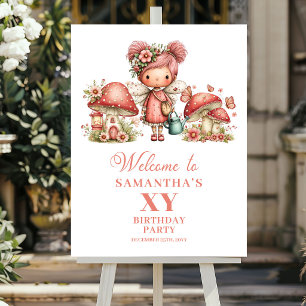 Affiche Panneau de bienvenue fleurs roses pour le 1er anni