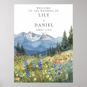Affiche Panneau de Bienvenue Floral de Mariage Fleurs Sauv