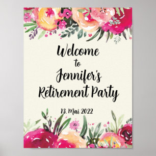 Affiche Panneau de bienvenue floral pour une fête de retra