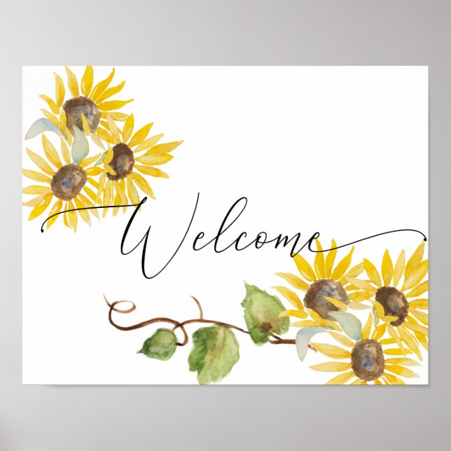 Affiche Panneau de bienvenue floral tournesol - mariage ou (Devant)