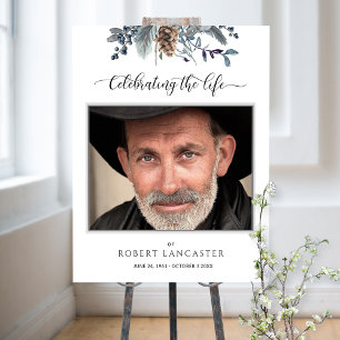 Affiche Panneau de bienvenue funéraire avec feuillage rust