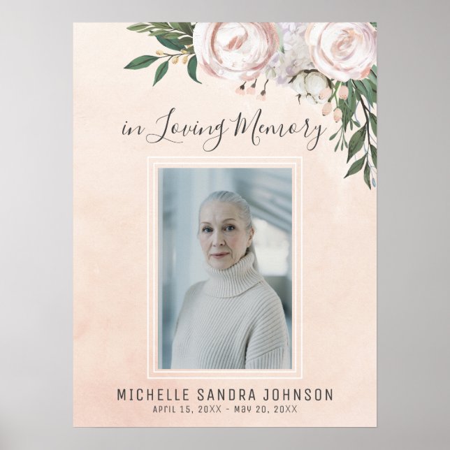 Affiche Panneau de bienvenue Funéraire Rose pour la célébr (Devant)