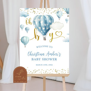 Affiche Panneau de bienvenue garçon ballon à air chaud ble