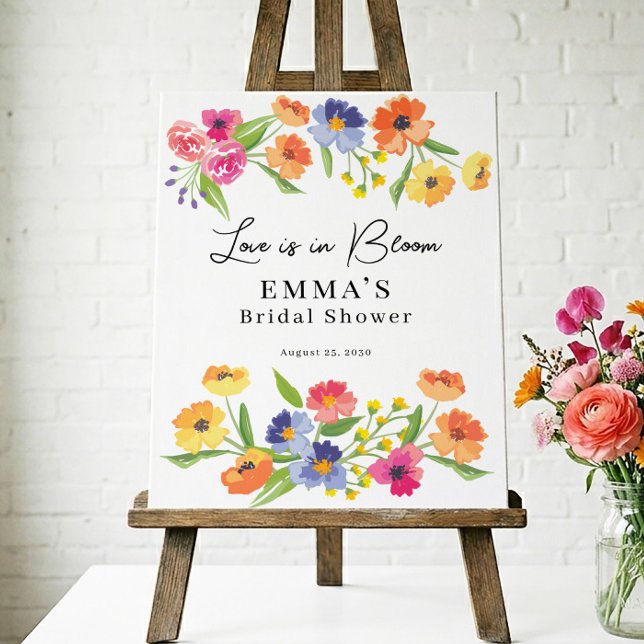 Affiche Panneau de bienvenue jardin fleuri rose orange (Créateur téléchargé)