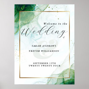Affiche Panneau de bienvenue Kelly Green Alcohol Ink