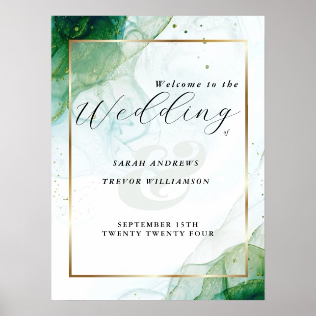 Affiche Panneau de bienvenue Kelly Green Alcohol Ink (Devant)