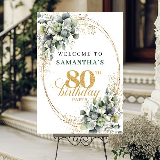 Affiche Panneau de bienvenue Luxe 80ème Anniversaire Vert