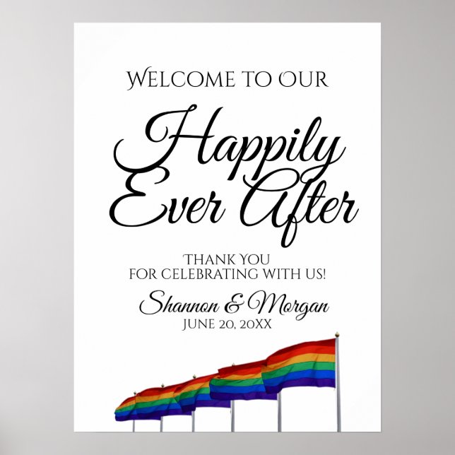 Affiche Panneau de bienvenue Mariage Arc-en-ciel Fierté Ga (Devant)