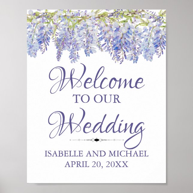 Affiche Panneau de bienvenue Mariage bleu violet (Devant)