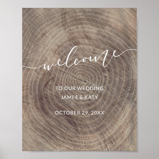 Affiche Panneau de bienvenue mariage en bois rustique | po (Devant)
