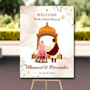 Affiche Panneau de bienvenue mariage sikh Punjabi mariage