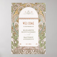 Panneau de Bienvenue Mariage Vintage Art Nouveau p