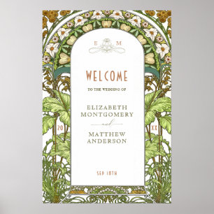 Affiche Panneau de bienvenue Mariage Vintage Art Nouveau p