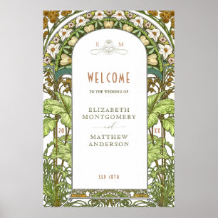 Affiche Panneau de bienvenue Mariage Vintage Art Nouveau p