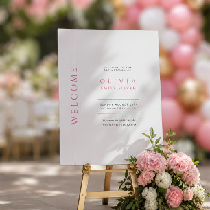 Affiche Panneau de bienvenue moderne rose chaud et blanc p