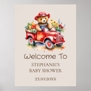 Affiche Panneau de bienvenue Ourson mignon Fête de naissan
