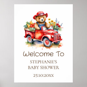 Affiche Panneau de bienvenue Ourson mignon Fête de naissan